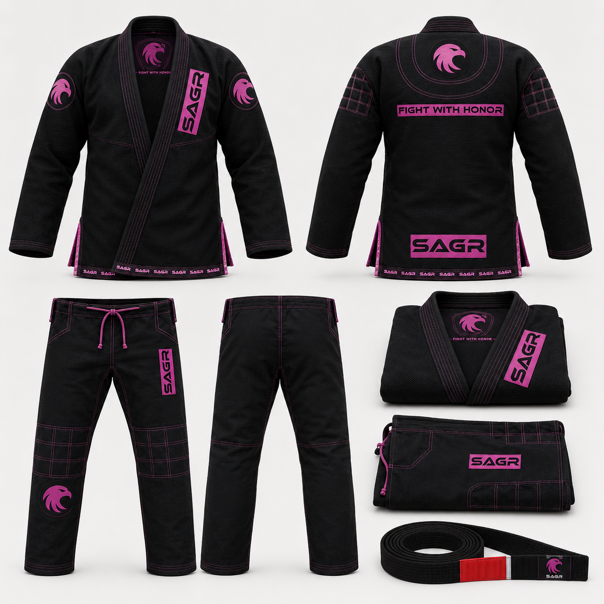 SAGR Premium Jiu-Jitsu Gi - Shadow Rose - Black/Pink